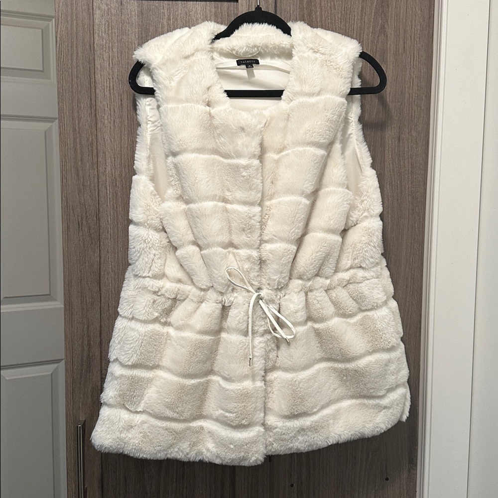 Talbots Ivory Faux Fur Vest